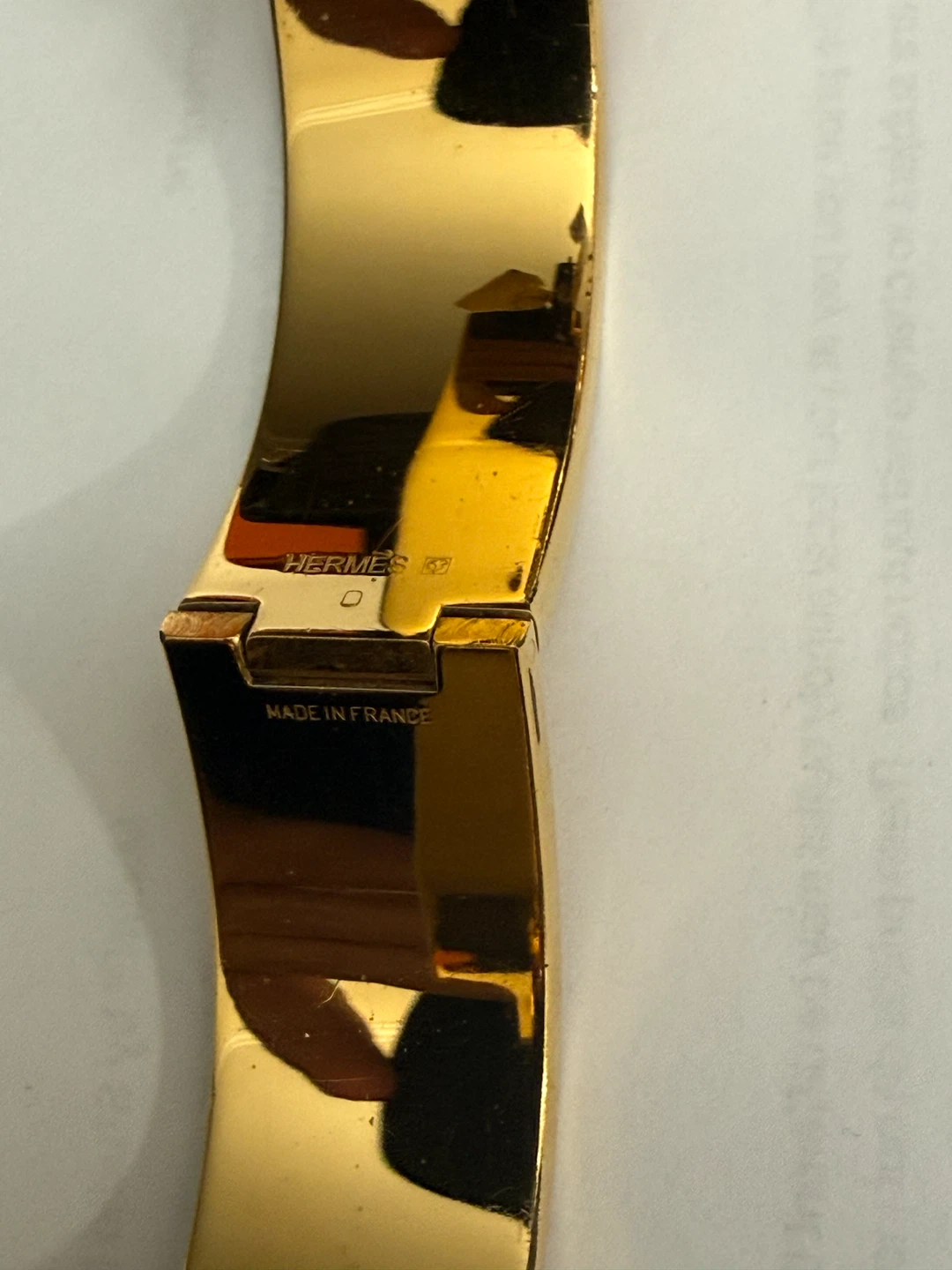 Hermès Paris Gold & Orange Enamel H Bracelet - photo 5