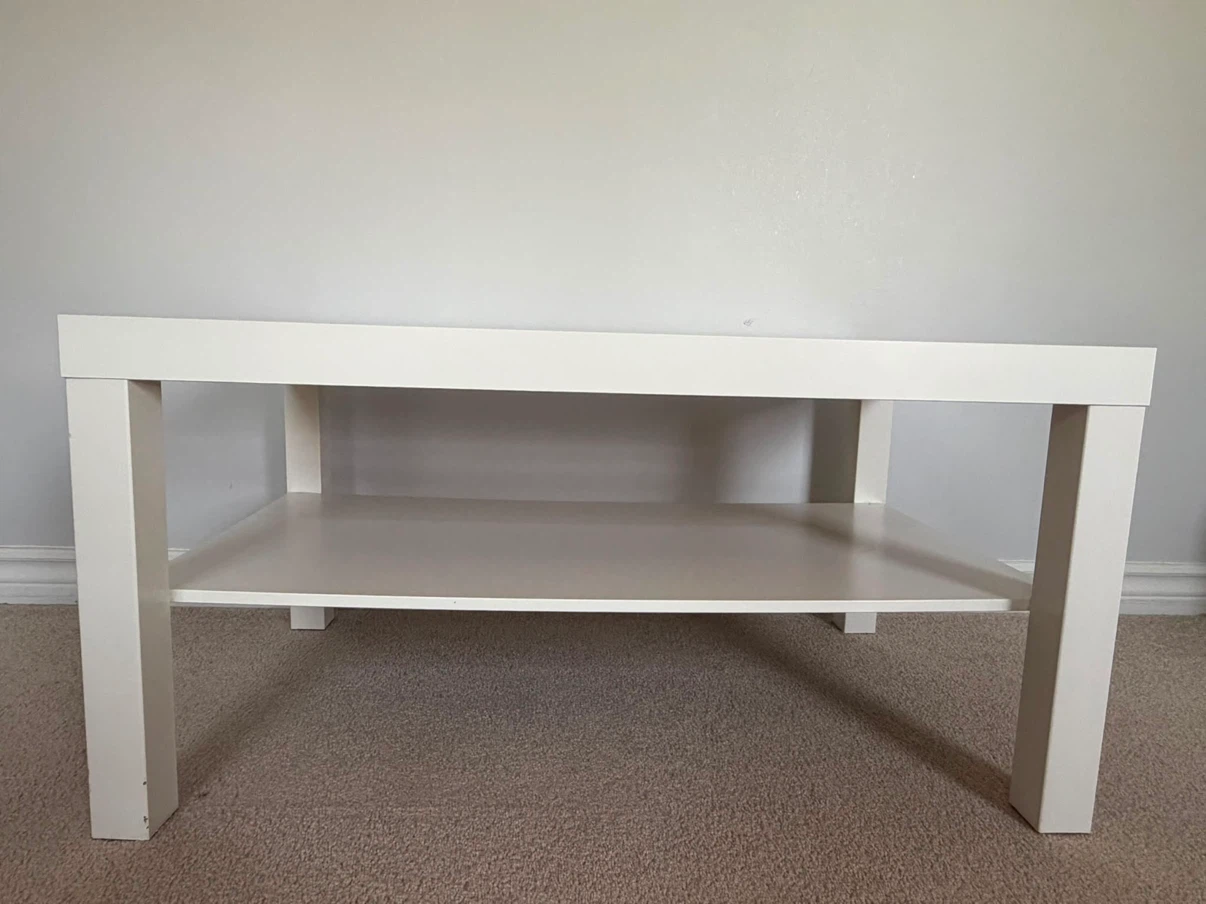 White IKEA Coffee Table and Two End Tables