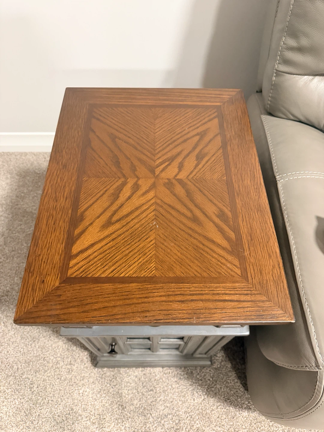 Grey and Wood Side Table with Power Station - photo 2