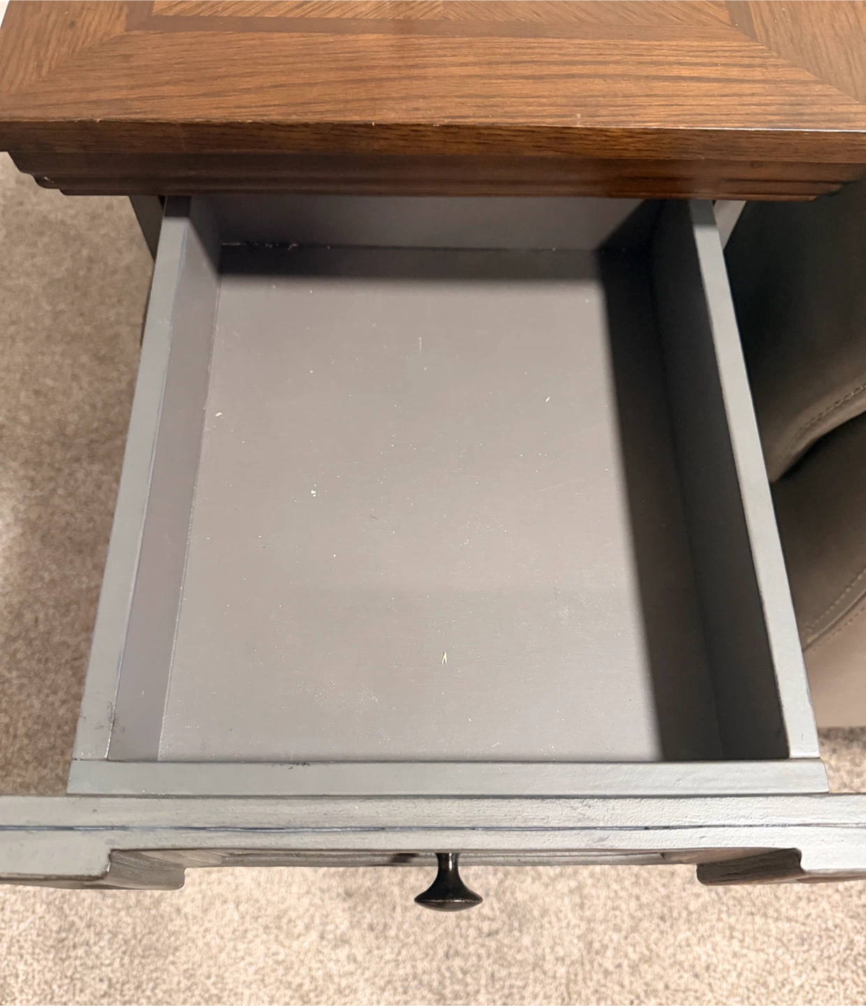 Grey and Wood Side Table with Power Station - photo 5