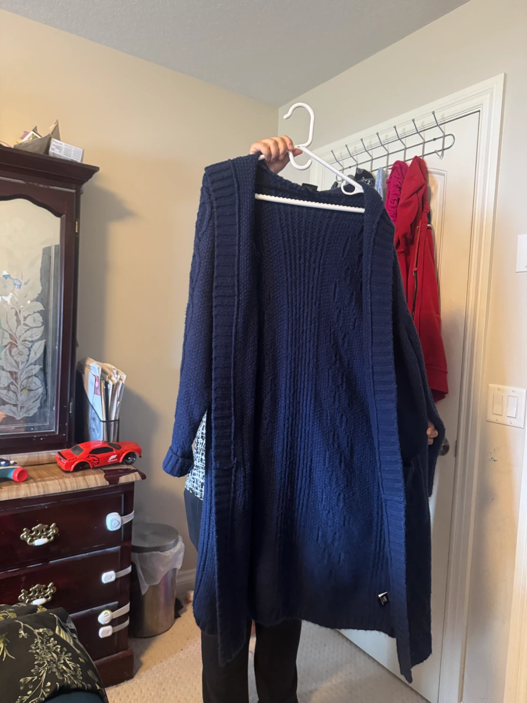 Navy Blue Cable Knit Cardigan