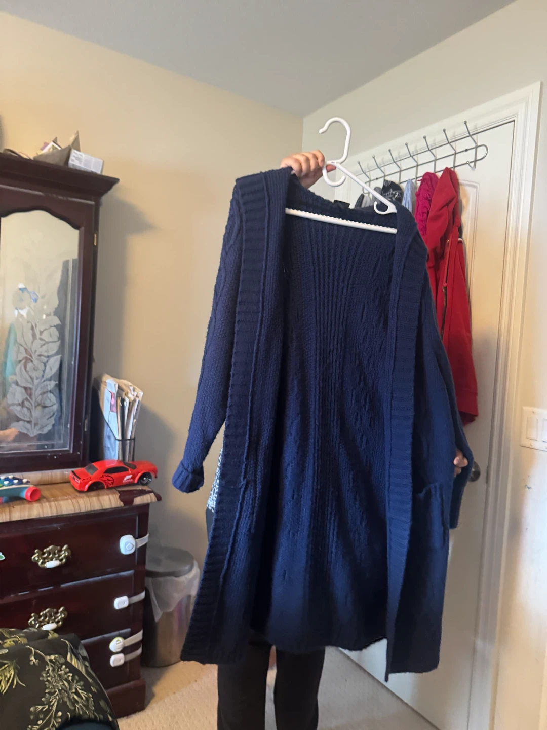 Navy Blue Cable Knit Cardigan - photo 2