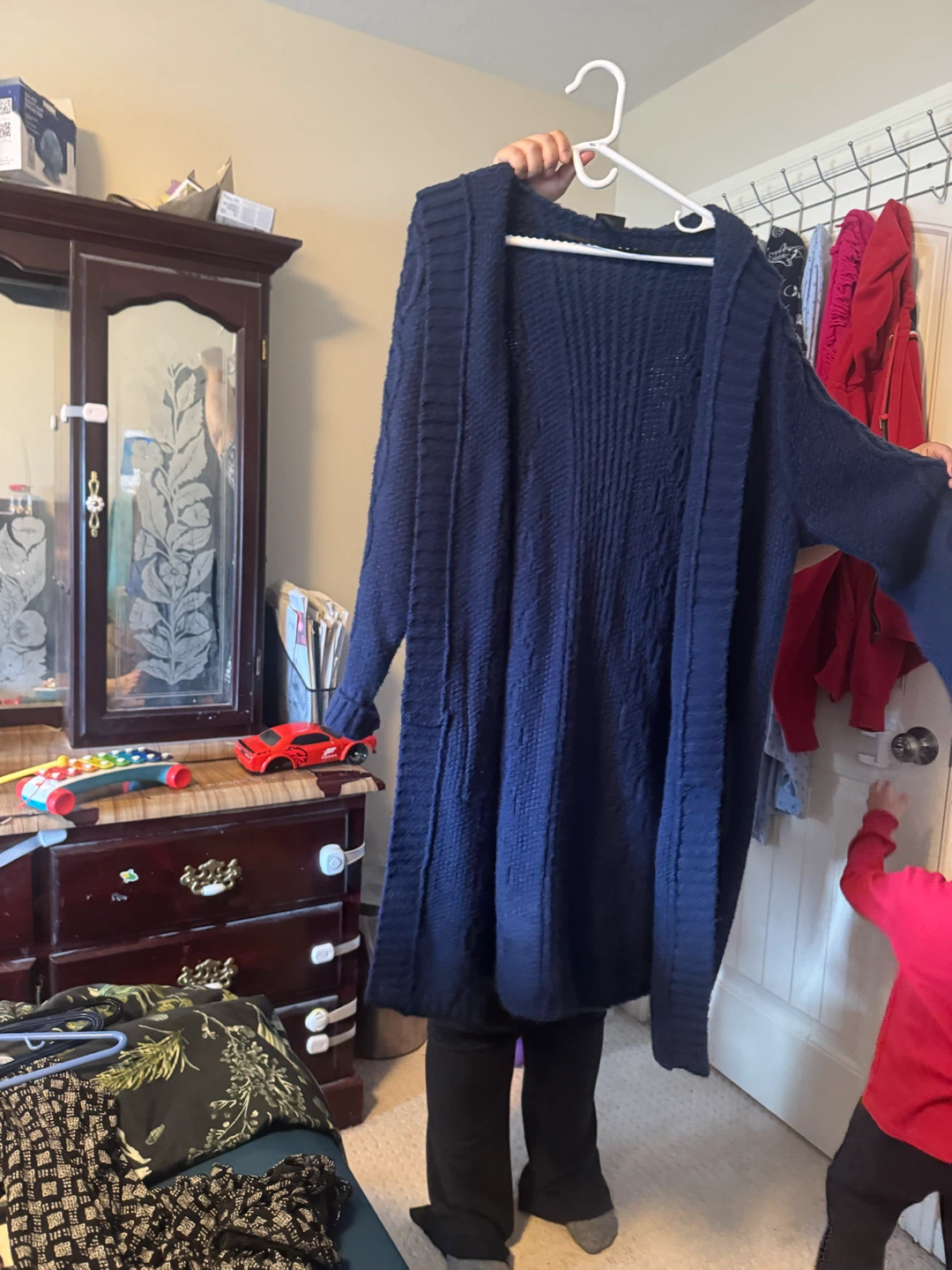 Navy Blue Cable Knit Cardigan - photo 3