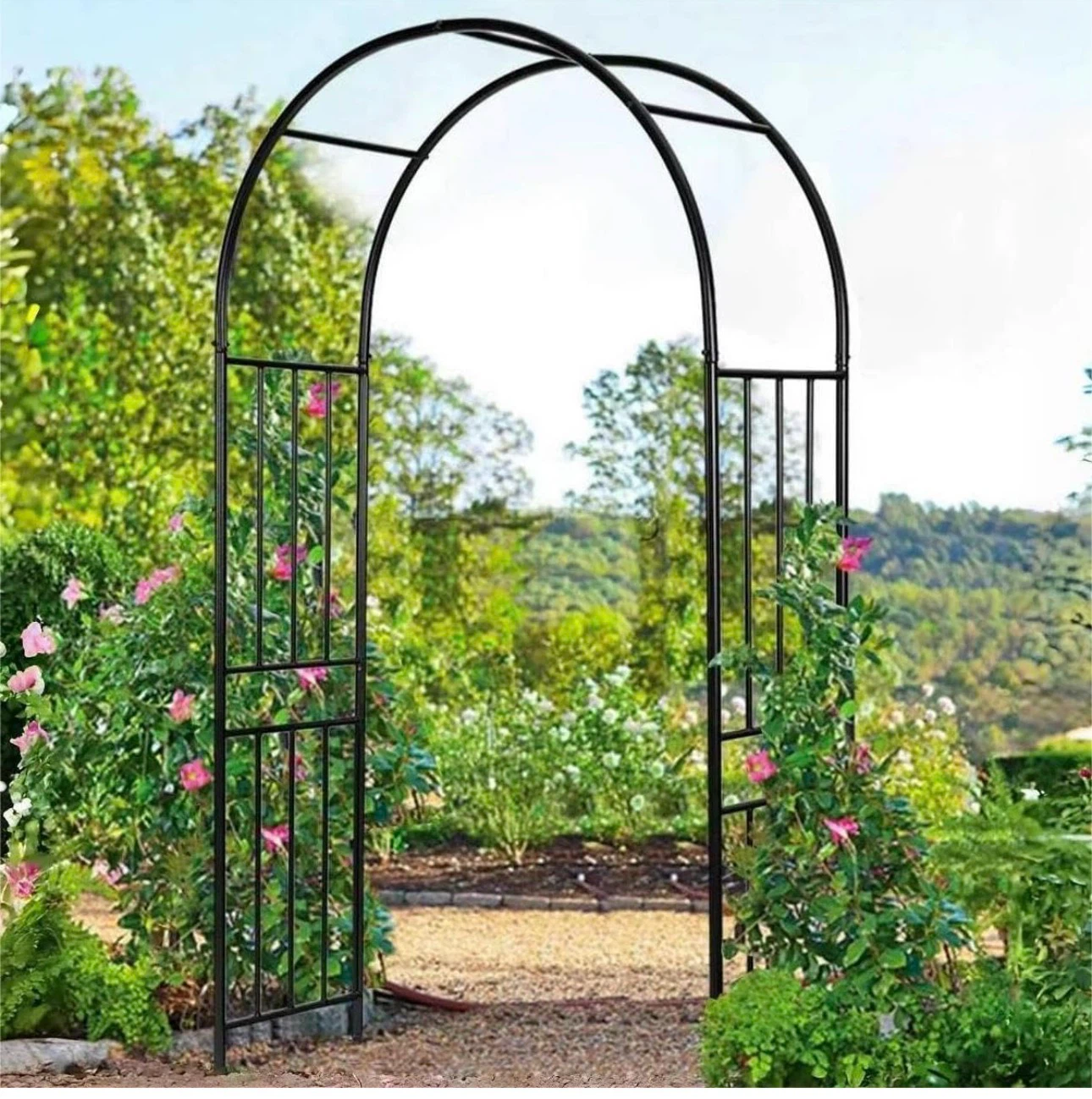Metal Garden Arch Arbor Trellis for Climbing Plants and Vines