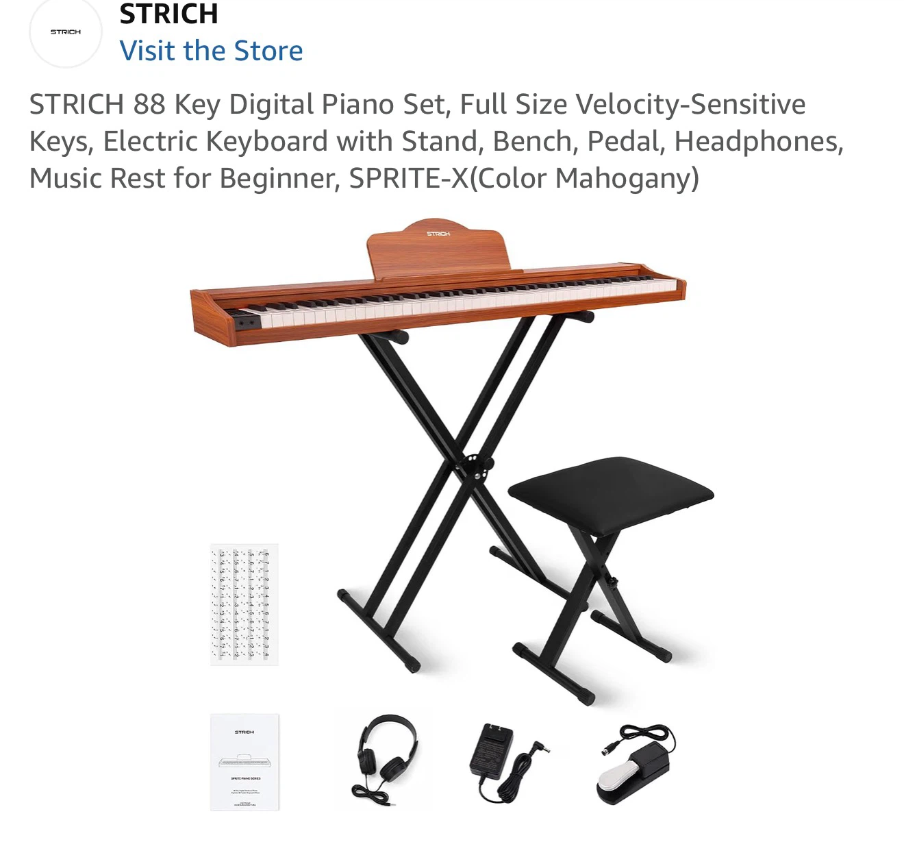 STRICH 88 Key Digital Piano Set with Stand and Bench