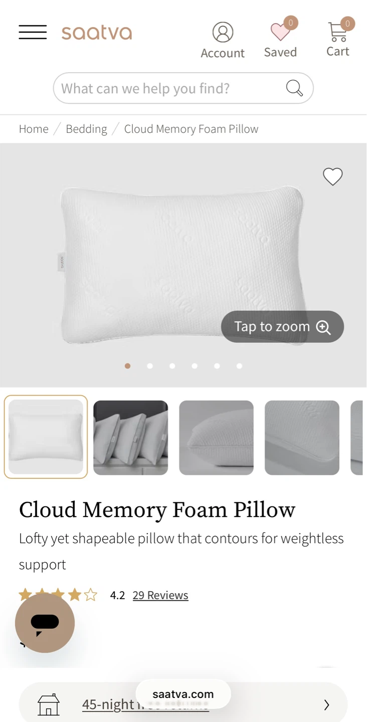 Saatva Cloud Memory Foam Pillow - photo 4