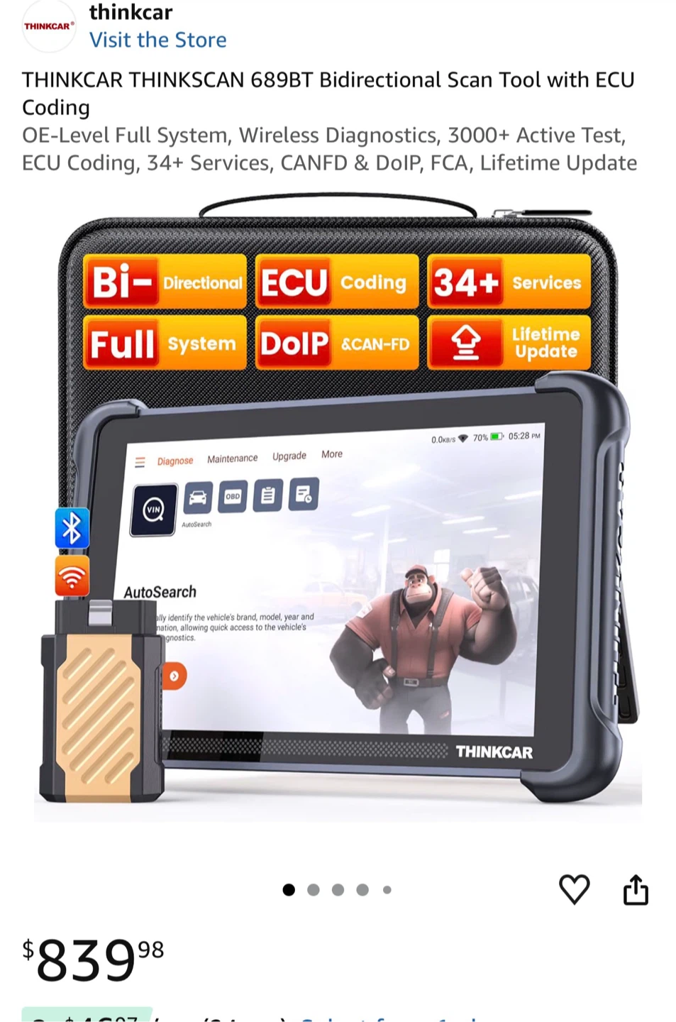 THINKCAR THINKSCAN 689BT Bidirectional Scan Tool with ECU Coding