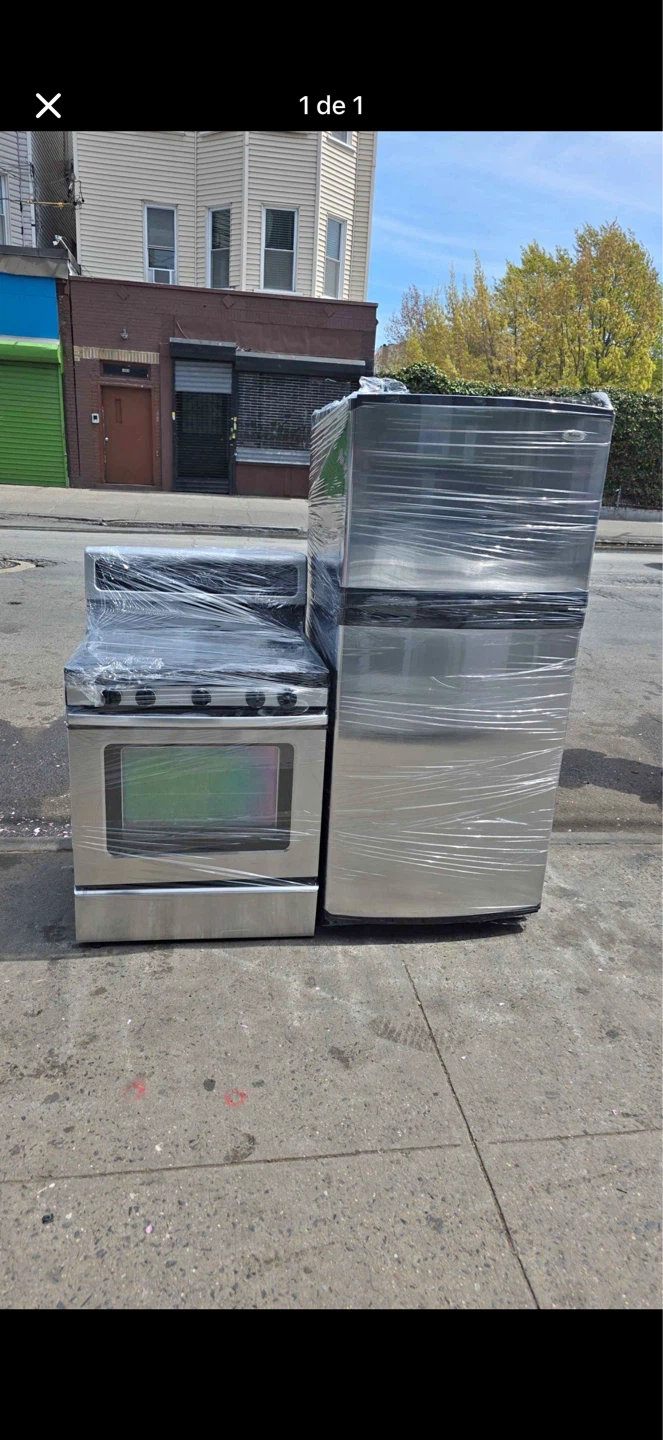 Stainless Steel Gas Range and Refrigerator