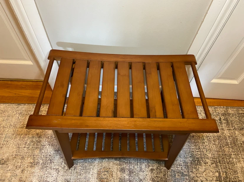 New 2 Tier Bamboo Shower Bench Entry Bench, Pool Bench - photo 3