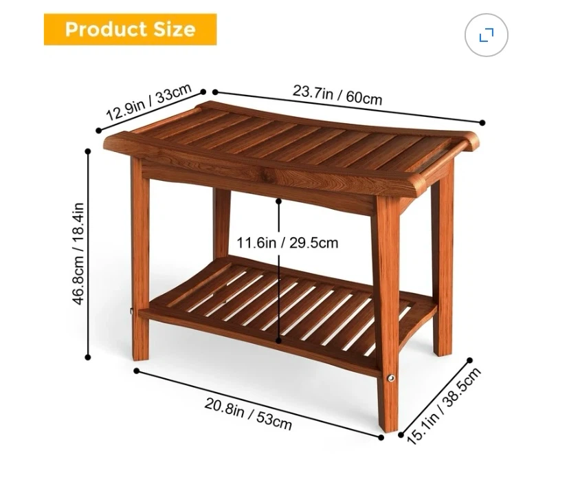 New 2 Tier Bamboo Shower Bench Entry Bench, Pool Bench - photo 4