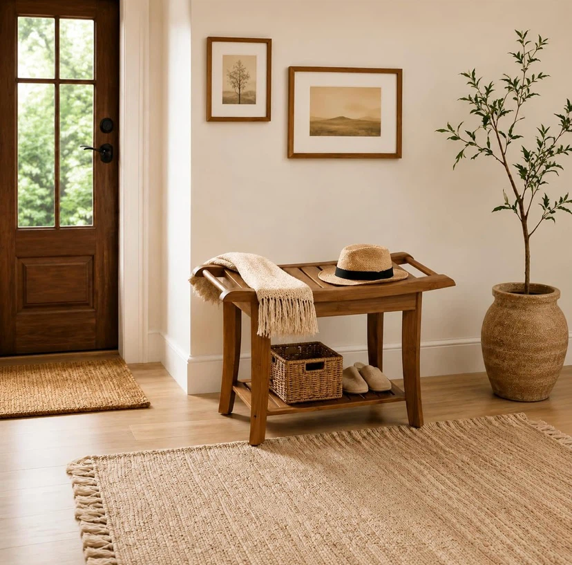 New 2 Tier Bamboo Shower Bench Entry Bench, Pool Bench - photo 5