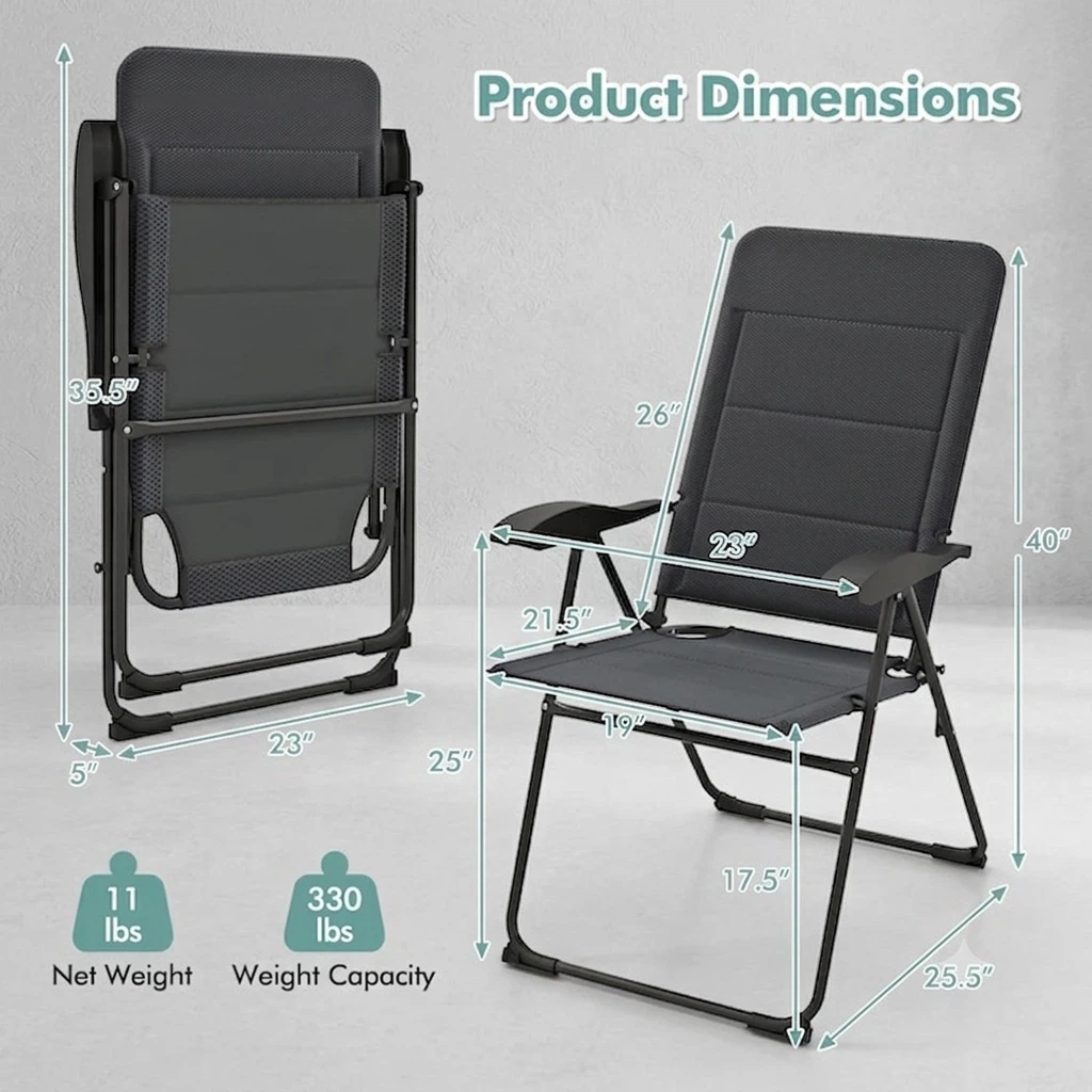 Set of 2 Adjustable Folding Patio Chairs - photo 2