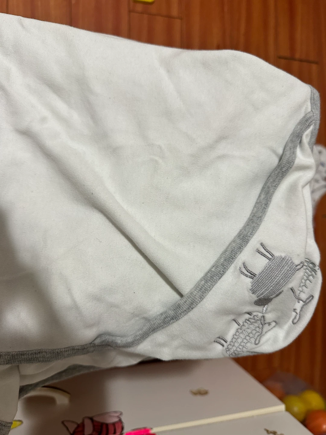 White Baby bath towel with Embroidered Animals