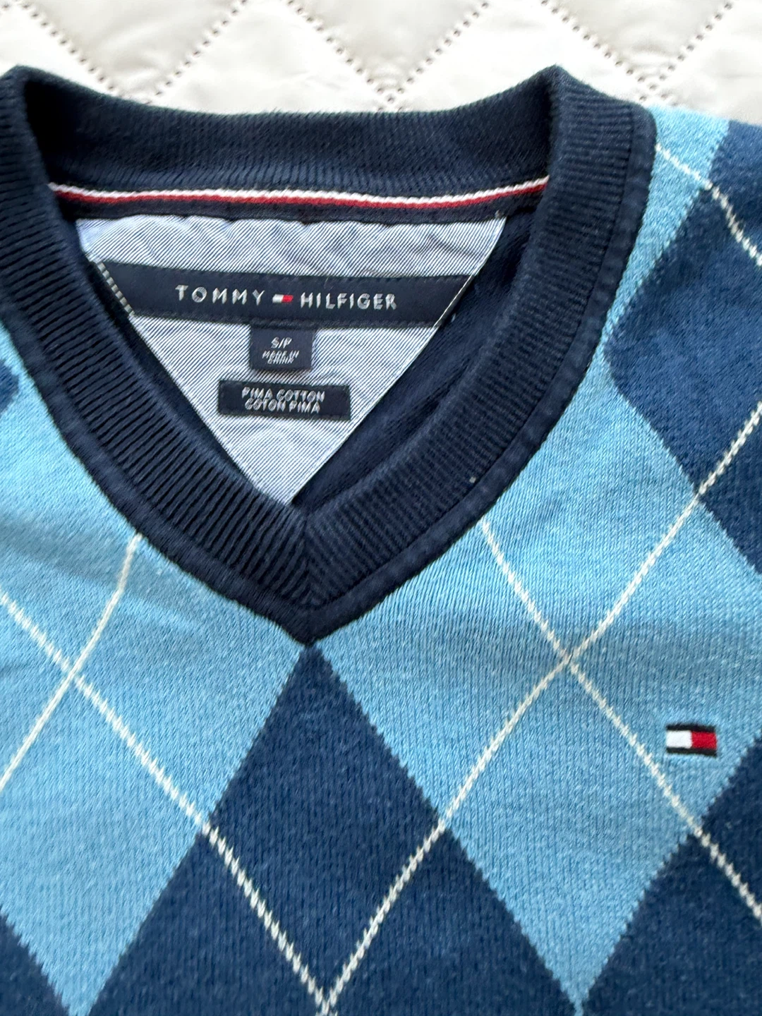 Tommy Hilfiger Pima Cotton Argyle V-Neck Sweater - photo 2