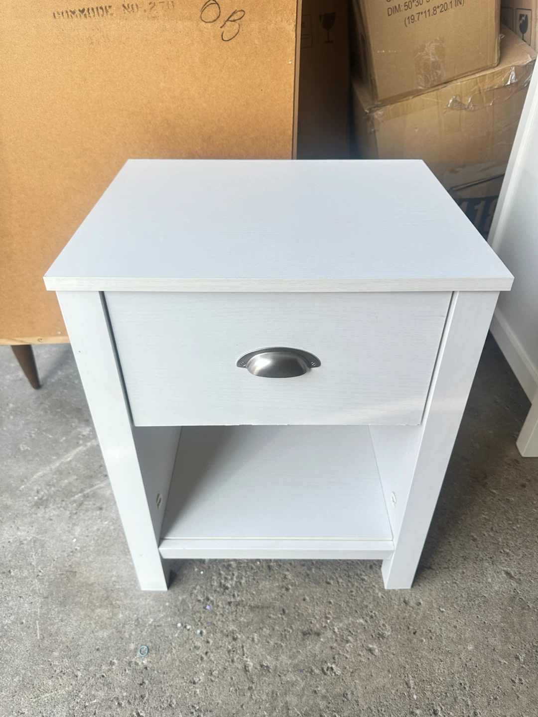 White nightstand.