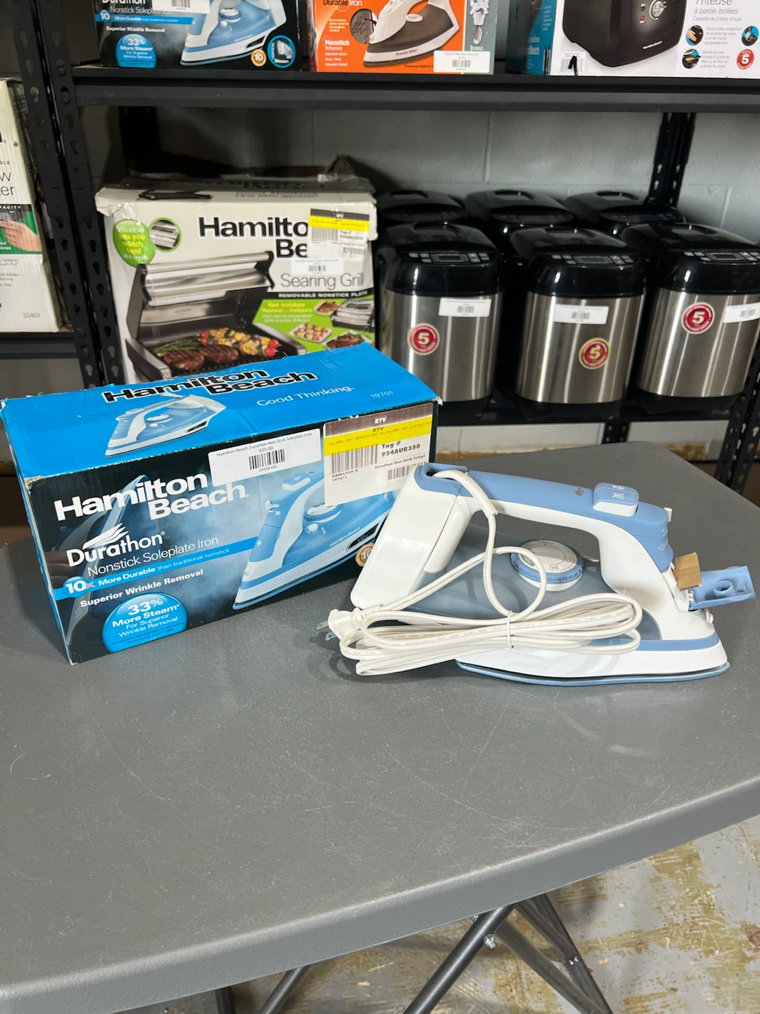 Hamilton Beach Steam Iron for Clothes, Durathon Nonstick Solepla