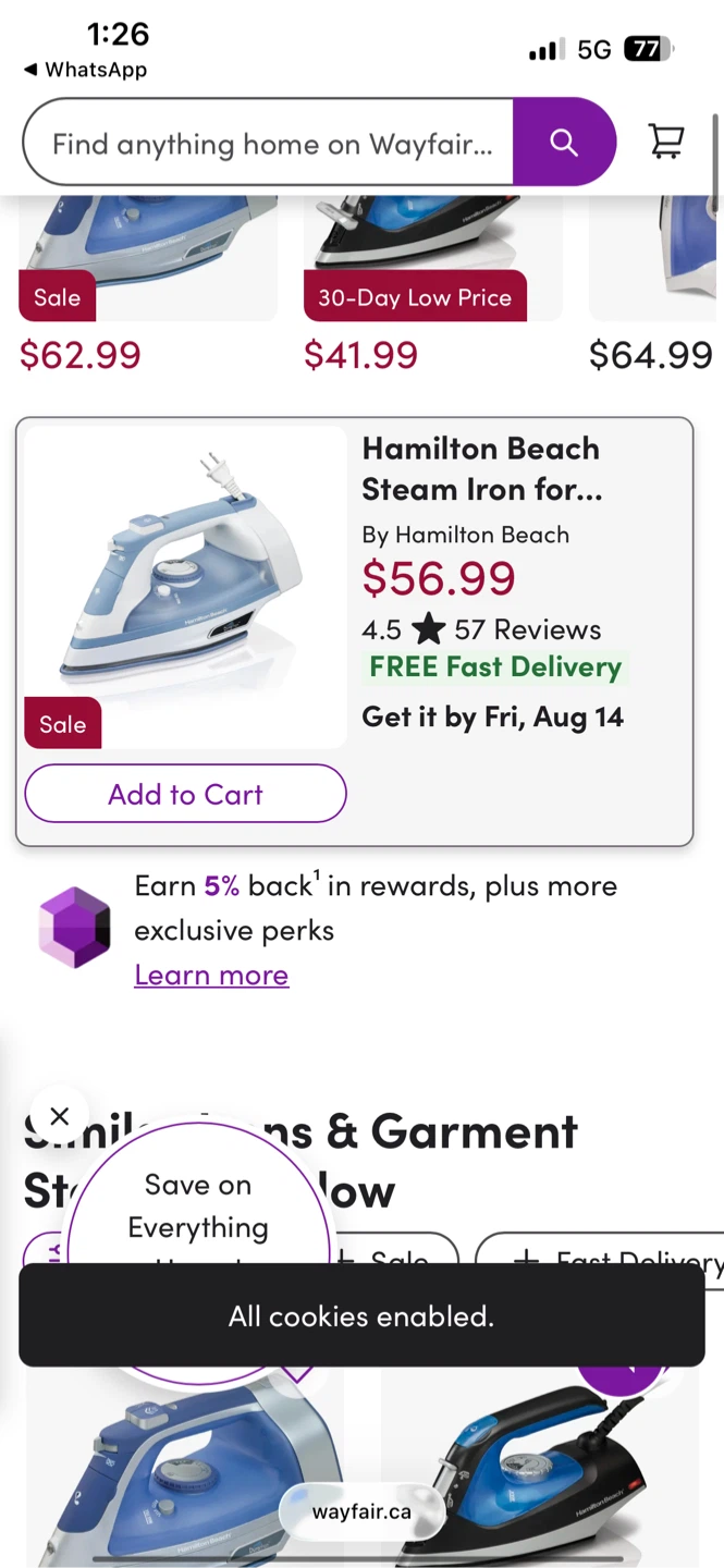 Hamilton Beach Steam Iron for Clothes, Durathon Nonstick Solepla - photo 2