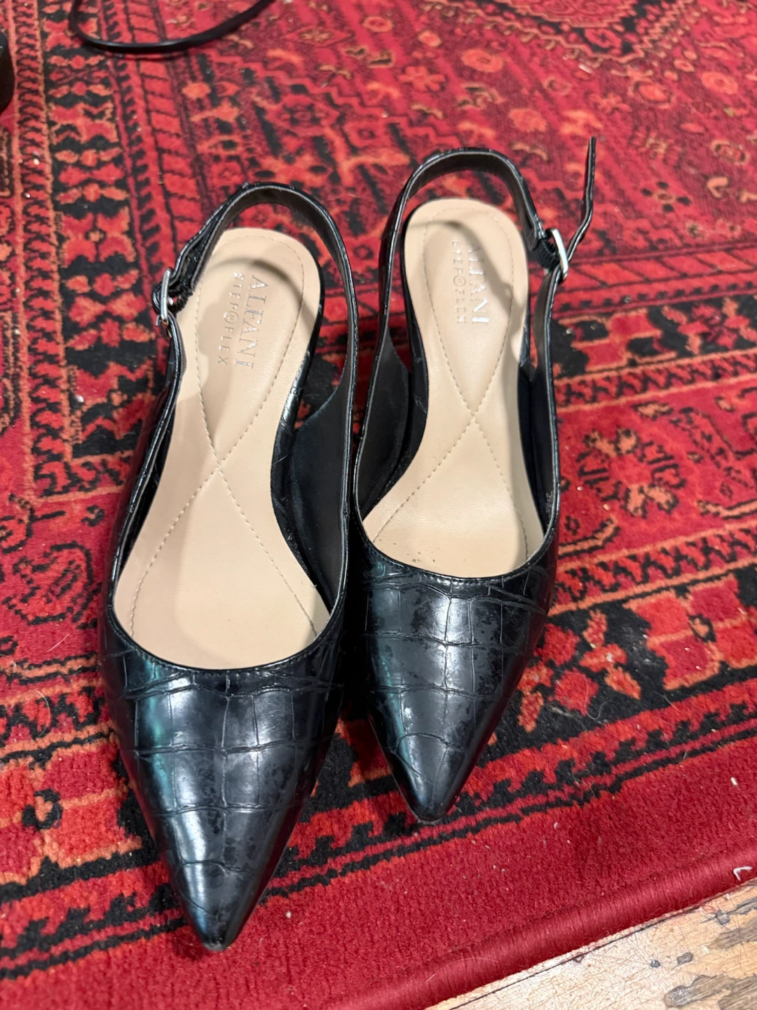 Alfani Women's Black Croc Slingback Heels