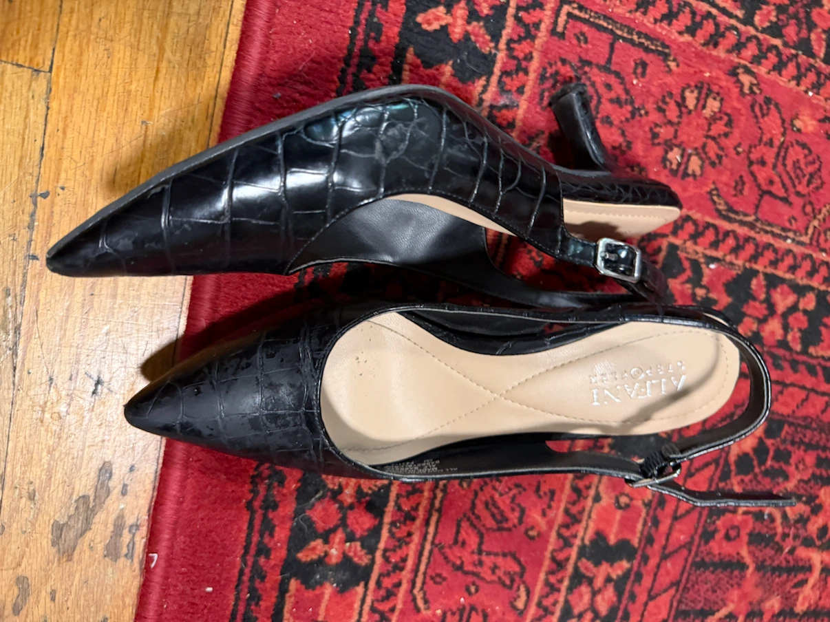 Alfani Women's Black Croc Slingback Heels - photo 2