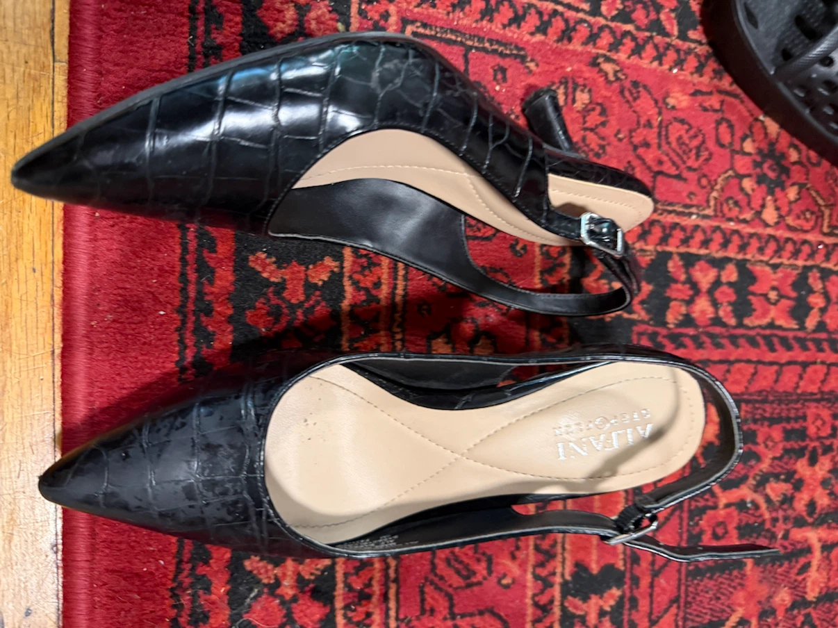Alfani Women's Black Croc Slingback Heels - photo 3