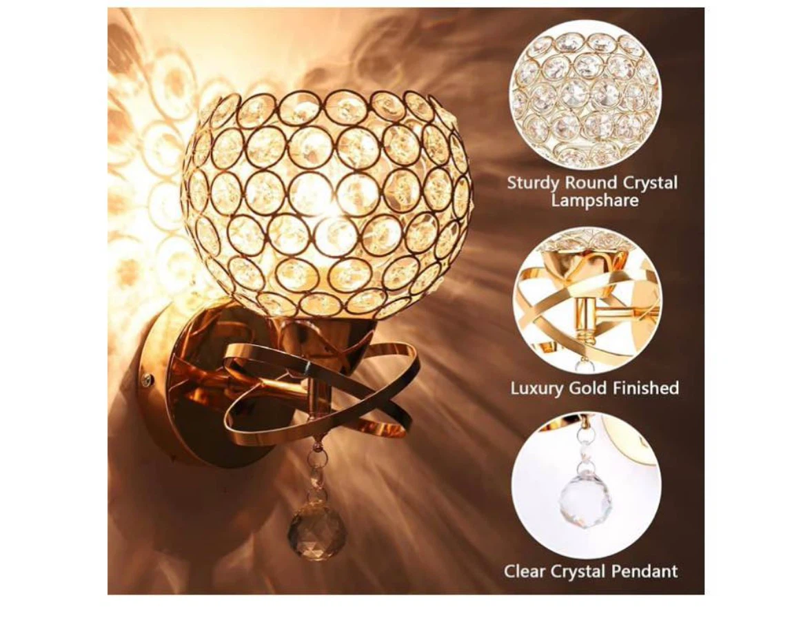 Set of 2 Gold Crystal Wall Sconces - photo 3