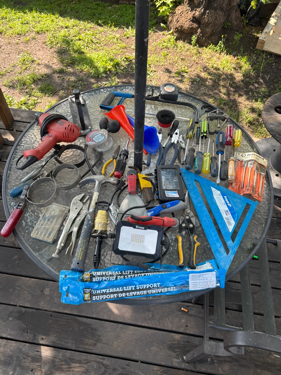 Assorted Hand Tools and Power Drill