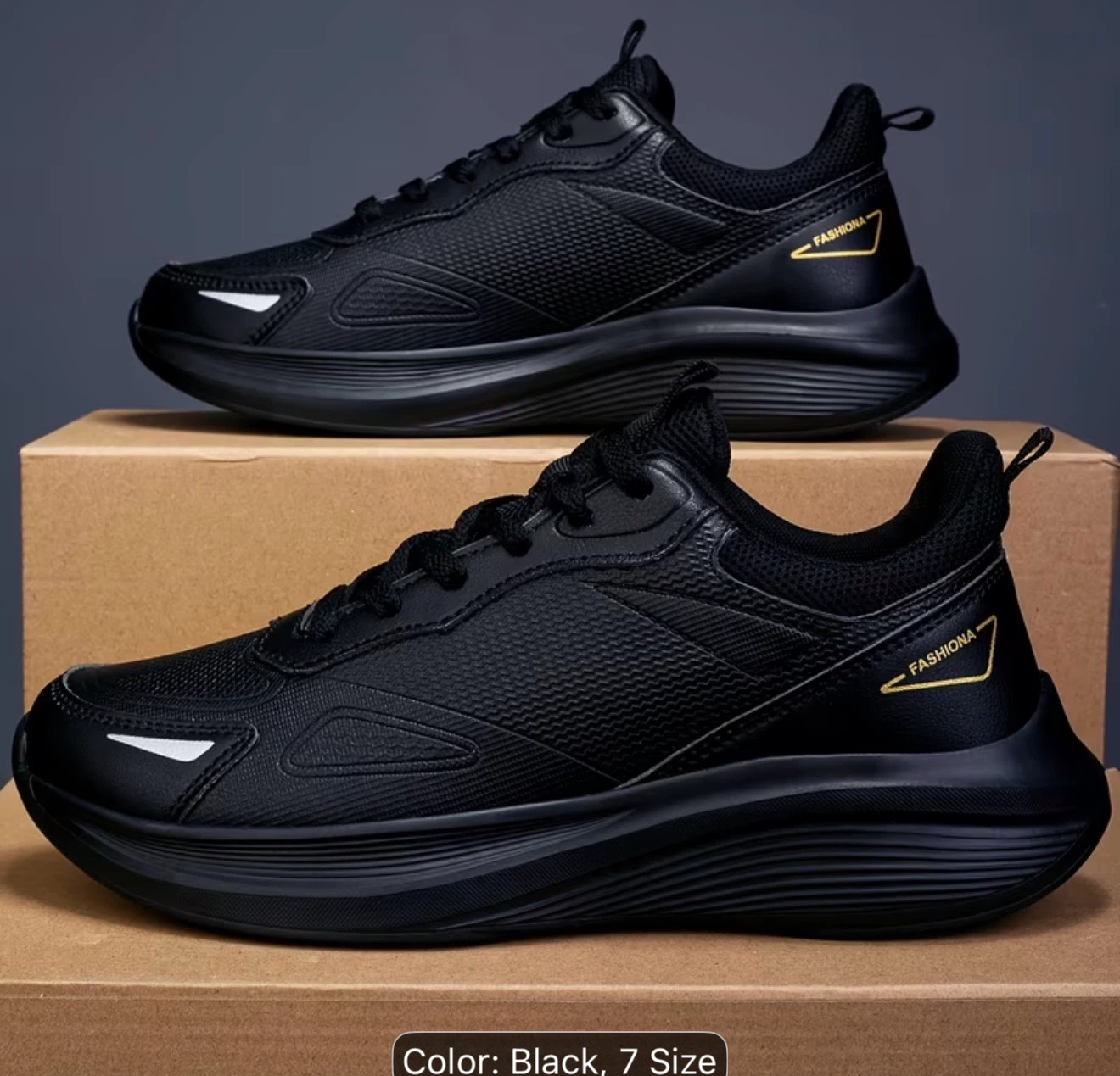 Black Fashion Sneakers - Size 7 or 8