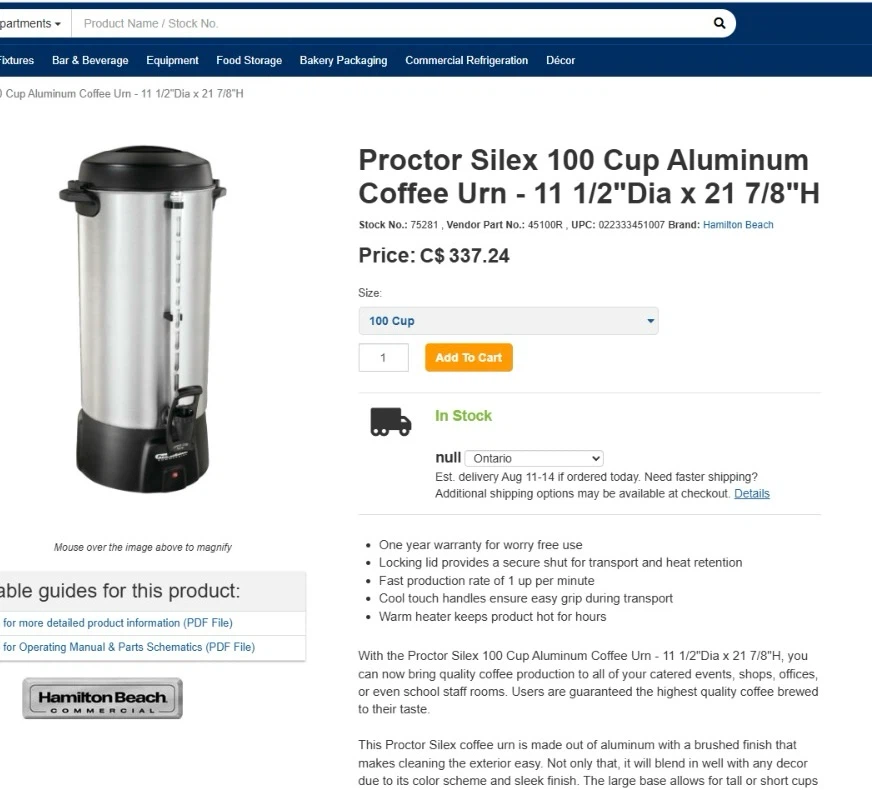 Proctor Silex 100 Cup Aluminum Coffee Urn for tea and coffee - photo 3