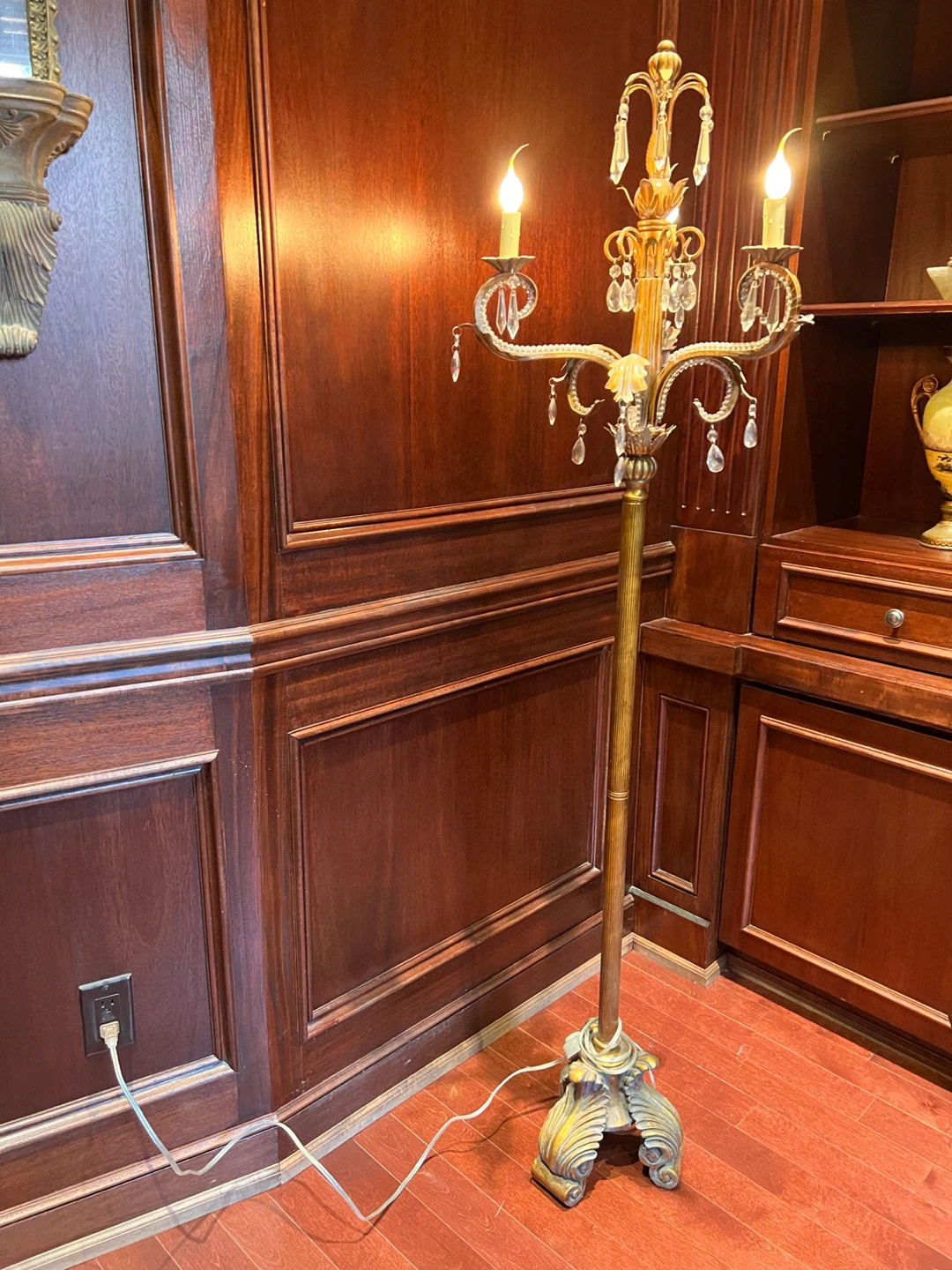 Ornate Gold Floor Lamp with Crystal Accents
