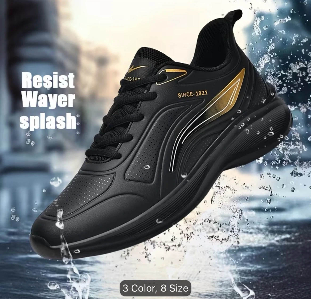 Men's Black Waterproof Sneakers