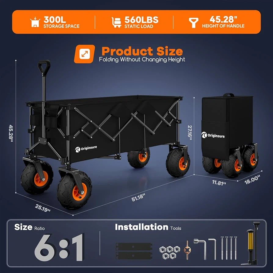 🔥 Brand NEW – Foldable Beach & Utility Wagon – 560 lbs Capacity - photo 2