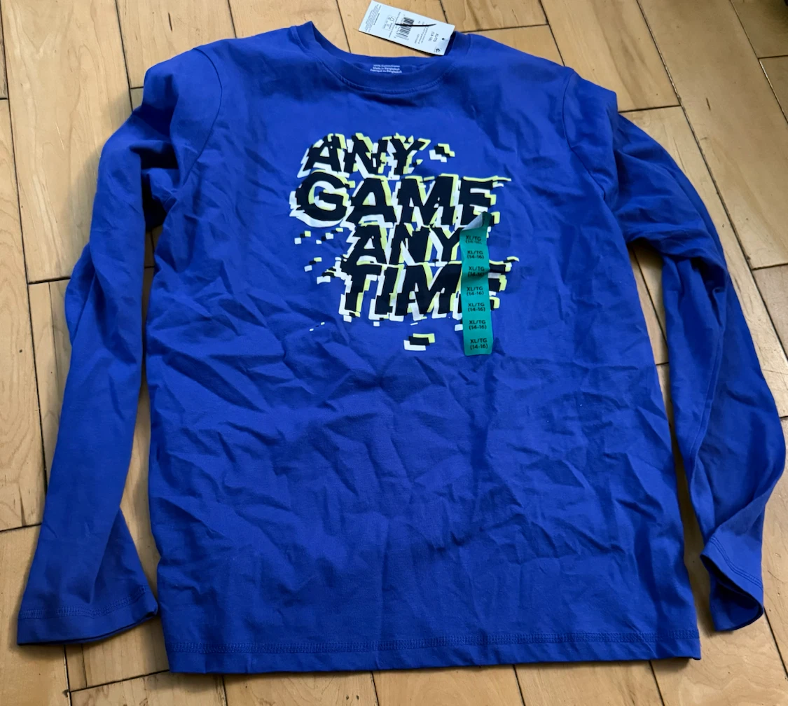 Boys' Long Sleeve T-Shirt XL (14-16) Blue