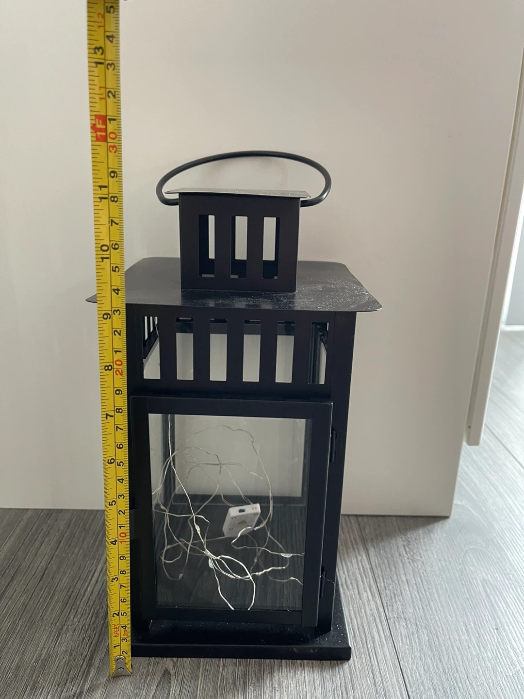 Black Metal Lantern with Fairy Lights - photo 3
