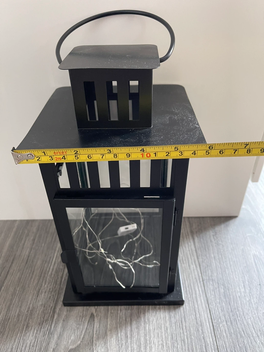 Black Metal Lantern with Fairy Lights - photo 4