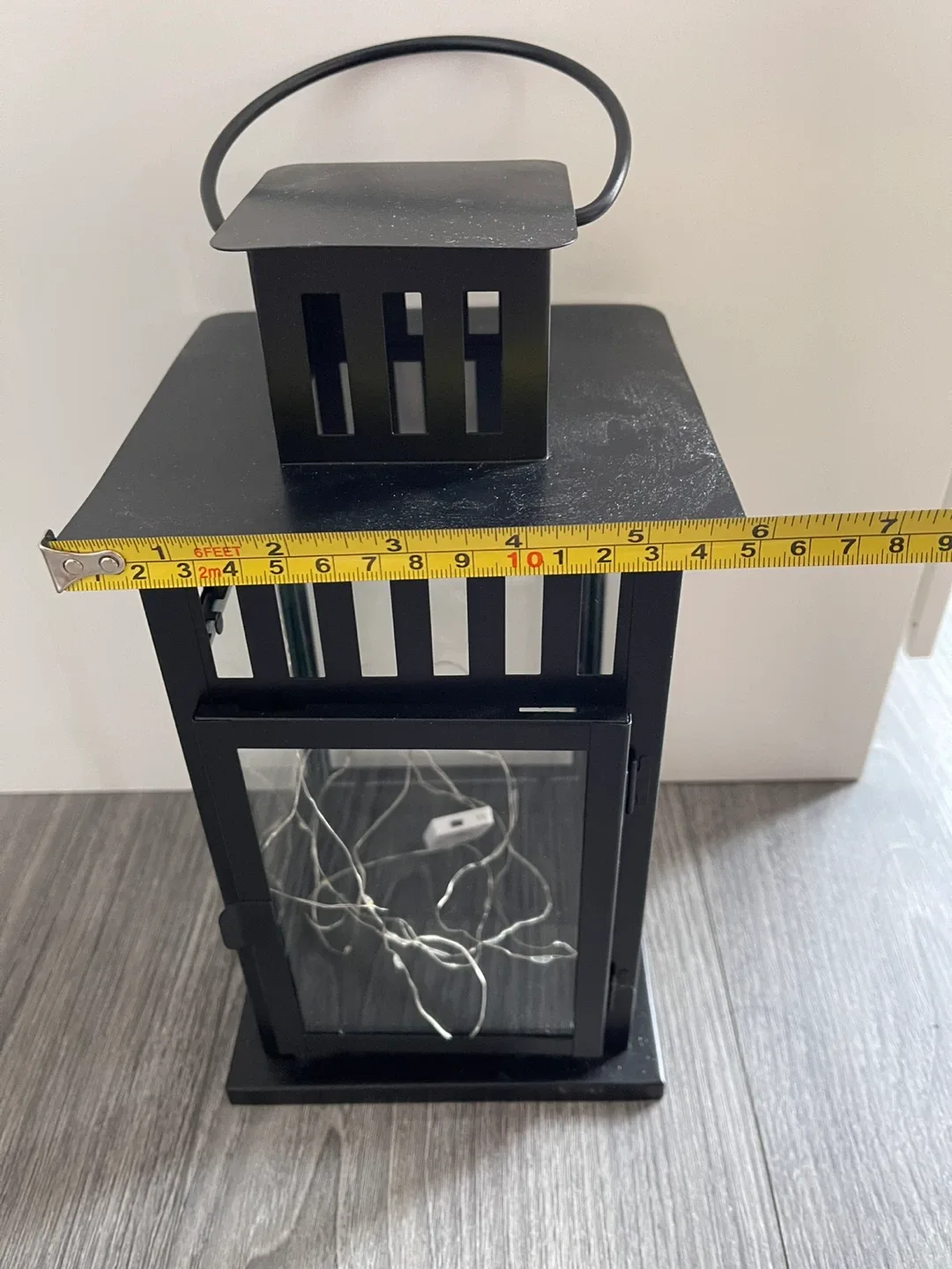 Black Metal Lantern with Fairy Lights - photo 4