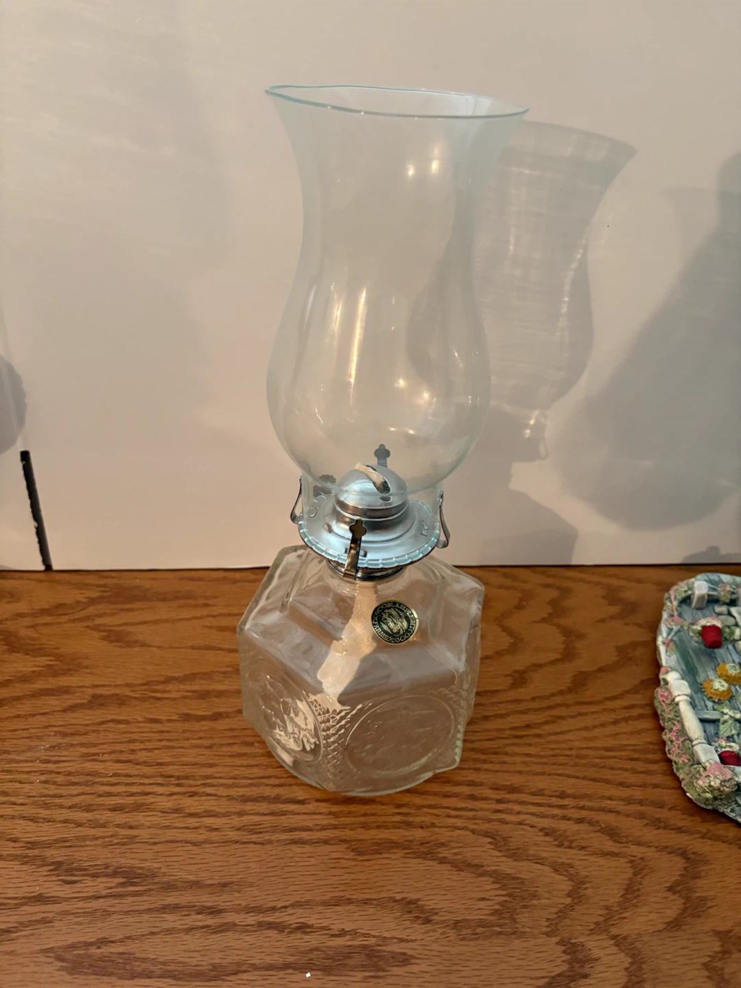 Vintage Oil Lamp with Glass Chimney
