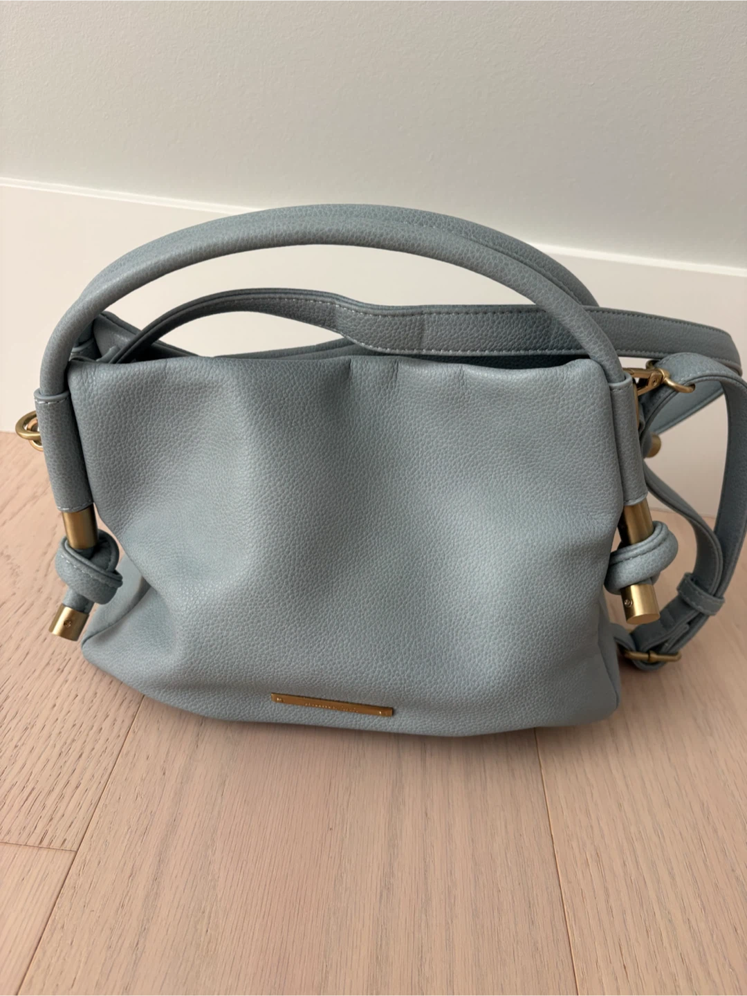 Light Blue Leather Shoulder Bag