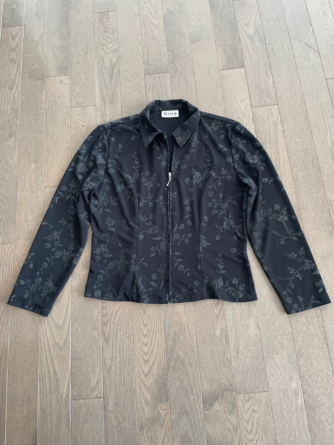 Dino Black Floral Zip-Up Jacket