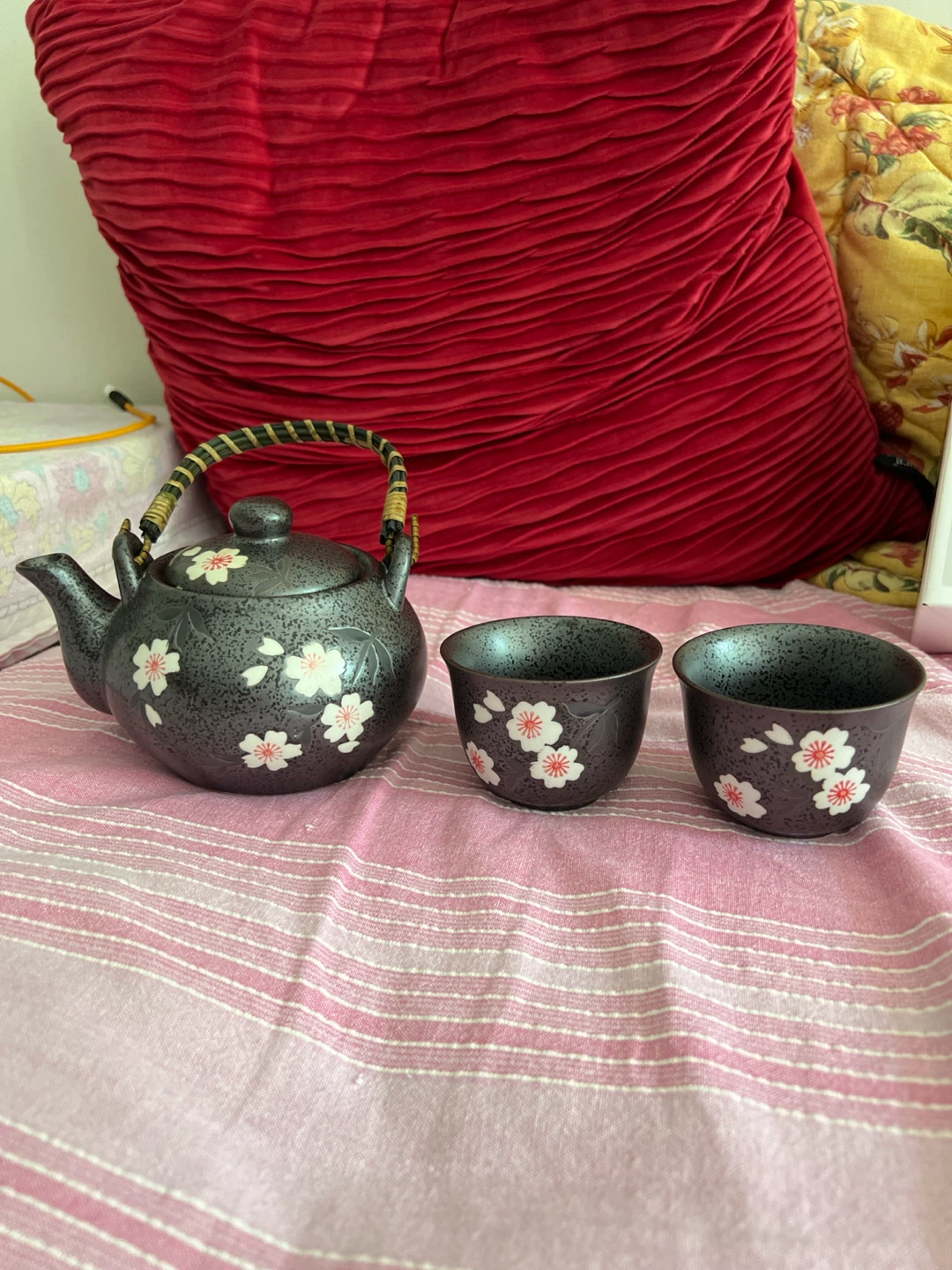 Japanese Style Tea Set with Cherry Blossom Design