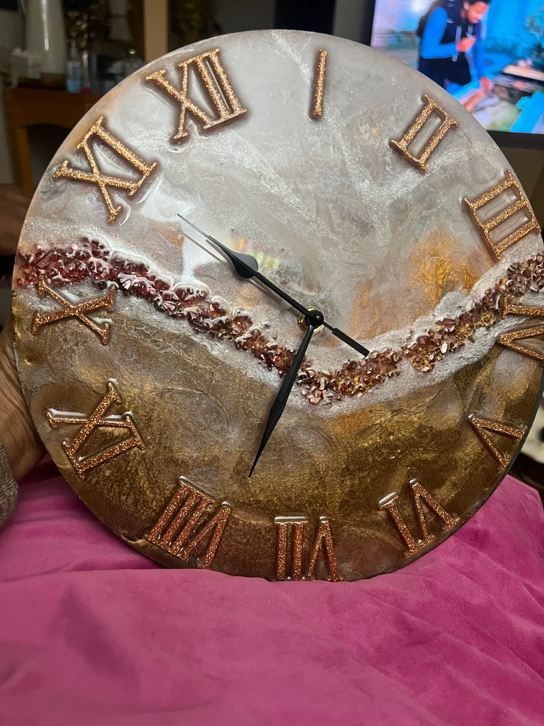 12” Handmade Resin Wall Clock - photo 2