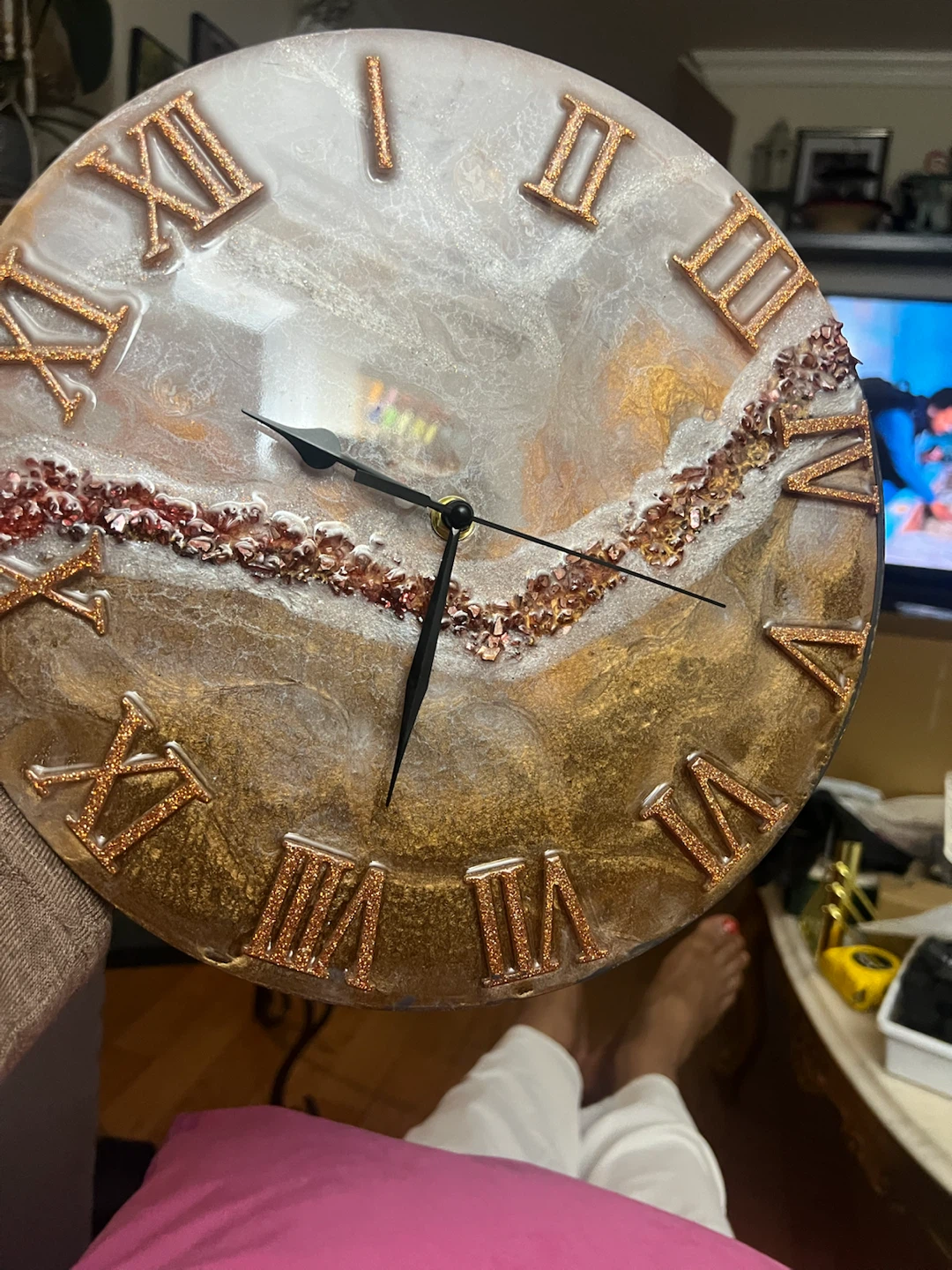 12” Handmade Resin Wall Clock - photo 4