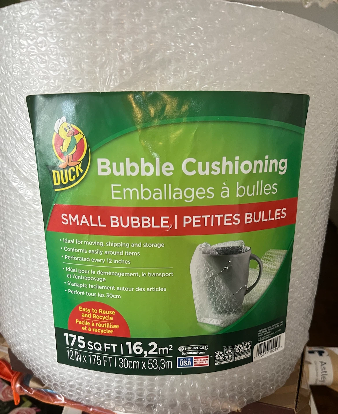Duck Brand Bubble Cushioning Wrap - Small Bubble