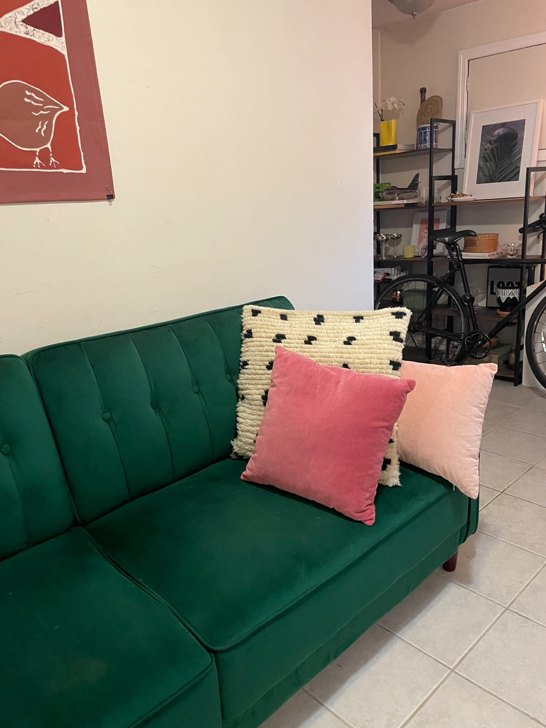Emerald green velvet futon couch - photo 3