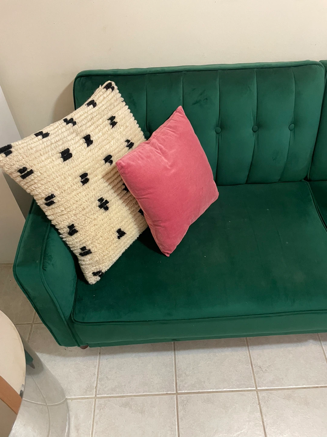 Emerald green velvet futon couch - photo 4