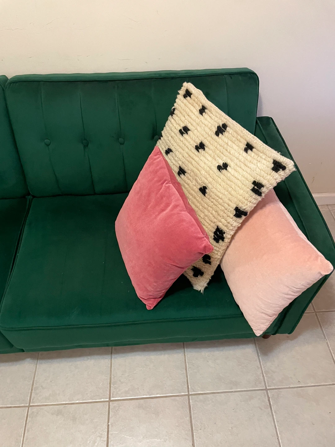 Emerald green velvet futon couch - photo 5