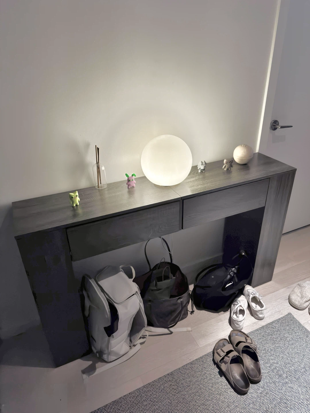 Console Table with Drawers - Grey Wood