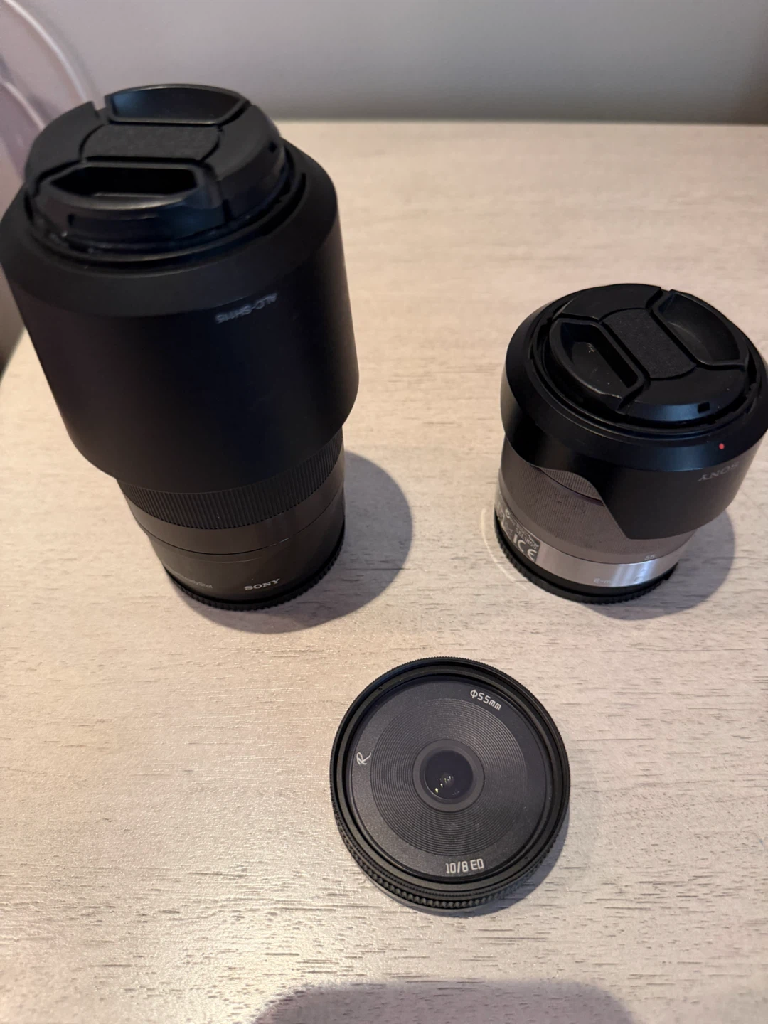 Sony E 18-55mm and Sony E 55-210mm and Tiffen 55mm 3 lens