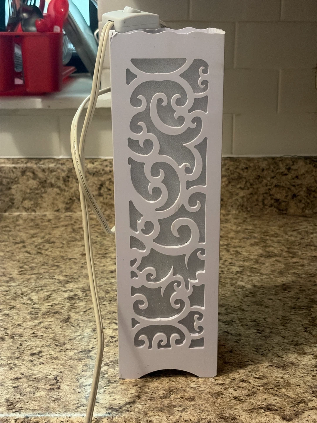 White Decorative Lantern Lamp with Cutout Design
