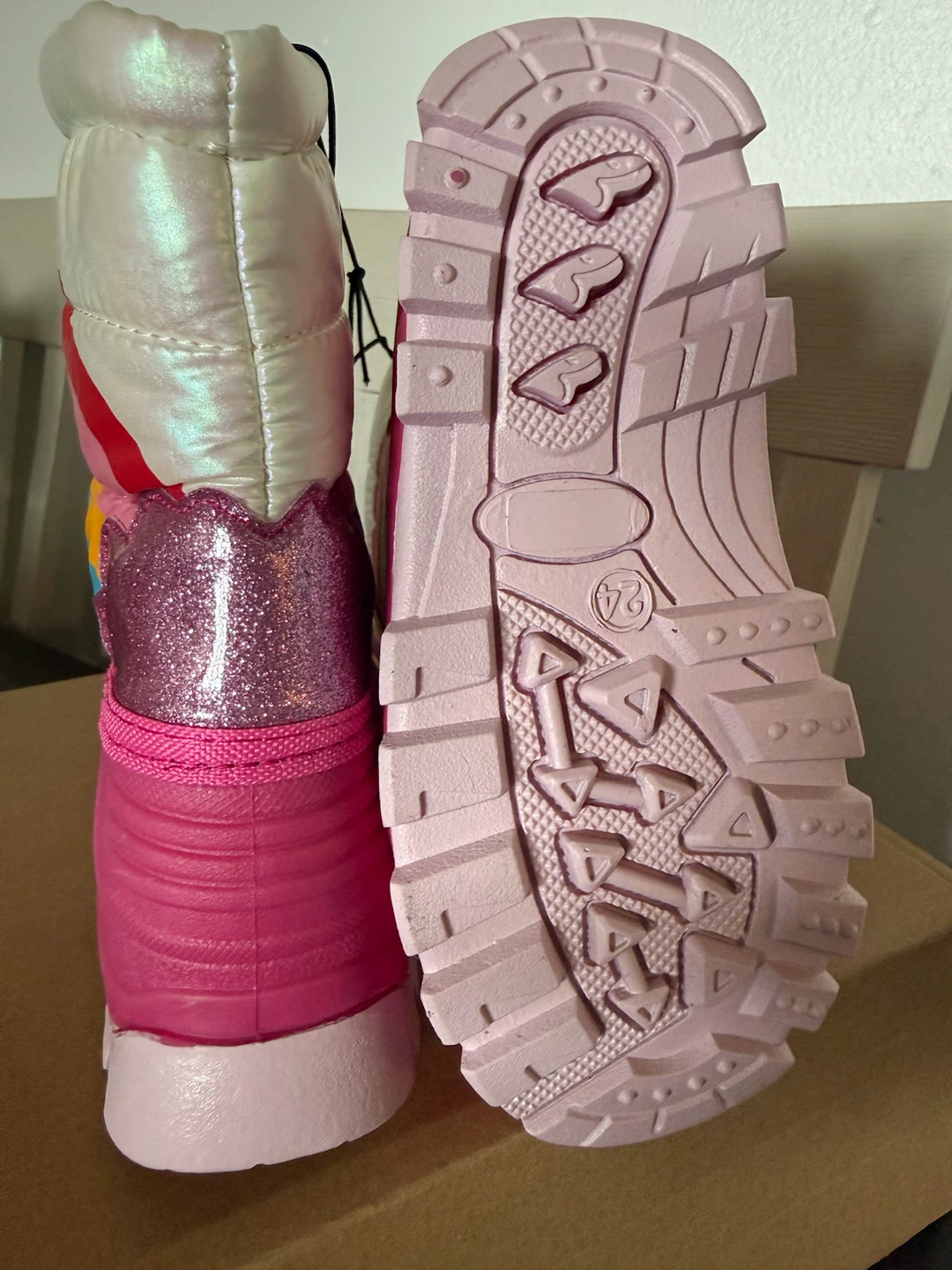 Girls Toddler Rainbow Snow Boots Size 8 Pink - photo 3