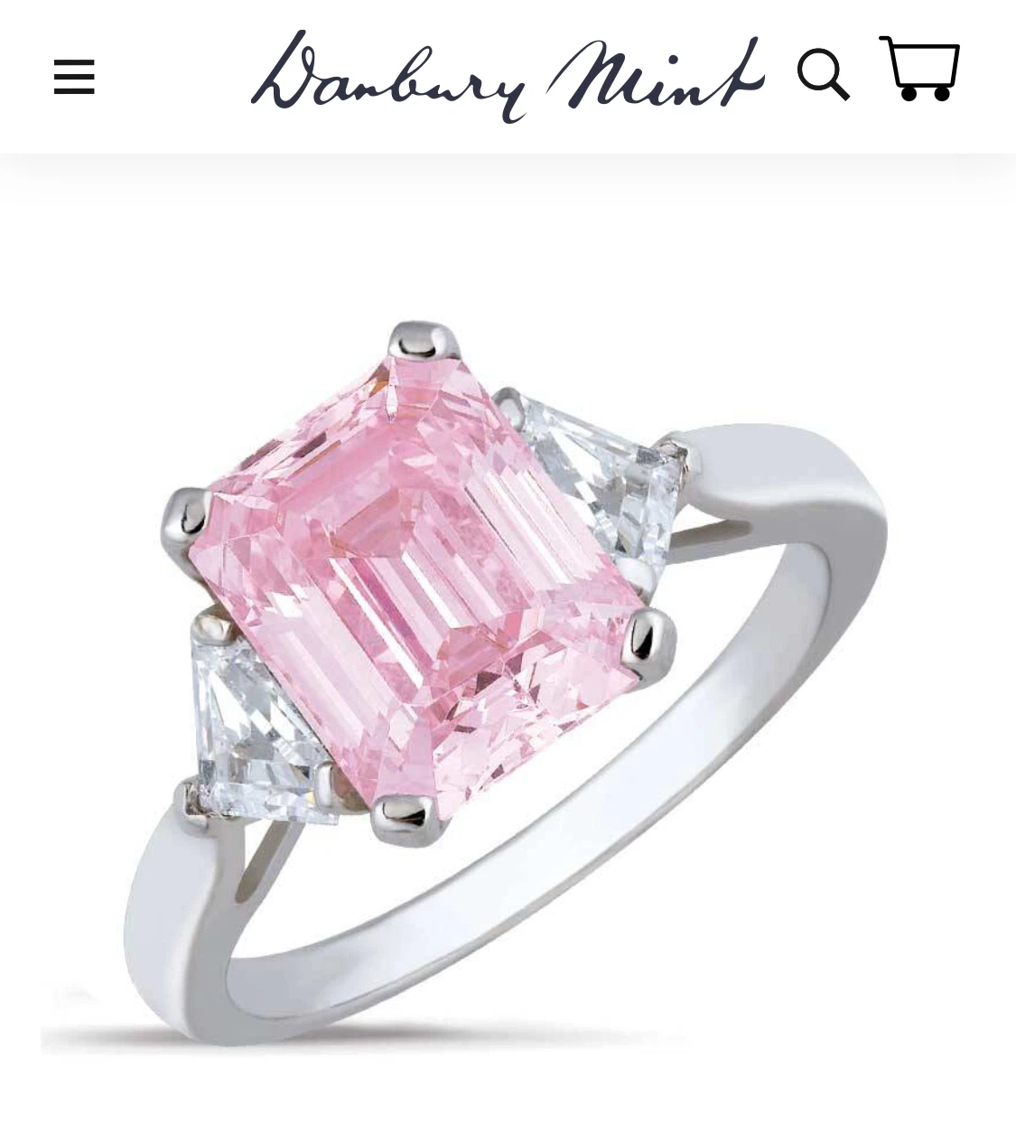 Danbury Mint Pink Diamonisse Ring Sz 5